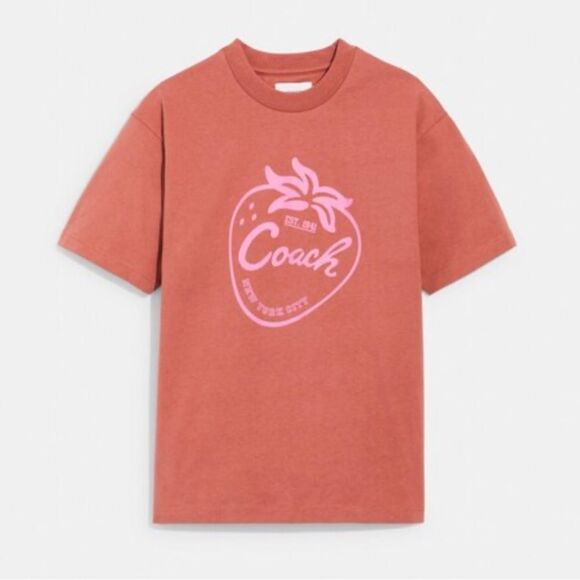 Coach Tops - NWT Coach Strawberry Skater T Shirt In Organic‎ Cotton size XL